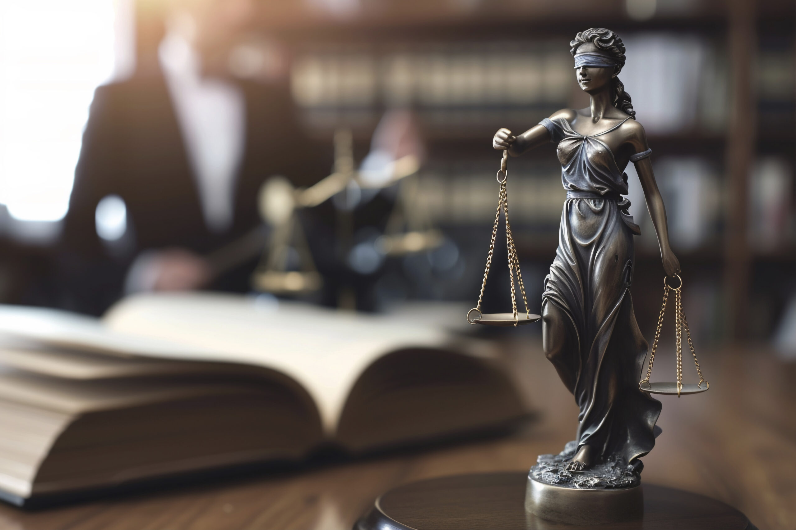 Vista frontal abogado borroso trabajando